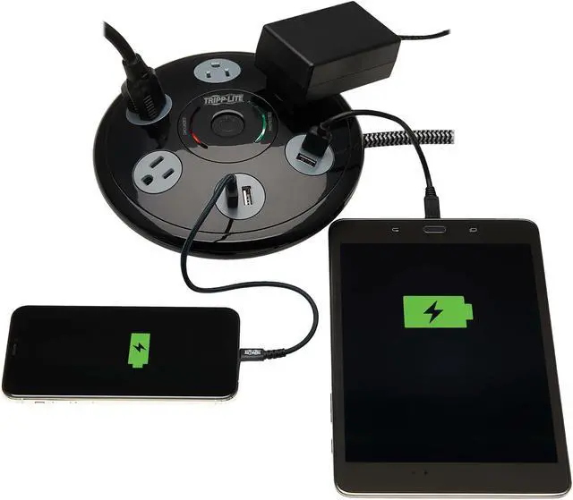 Alt view image 8 of 11 - Tripp Lite 4 5-15R Outlets 4 USB-A Conference Surge Protector Black TLP406USBUFO