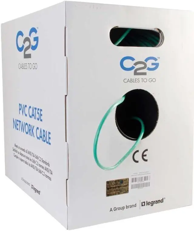 Alt view image 10 of 12 - C2G 43402 Cat5e Bulk Cable - Unshielded Ethernet Network Cable with Stranded Conductors, in-Wall cm-Rated, TAA Compliant, Green (1000 Feet, 304.8 Meters)