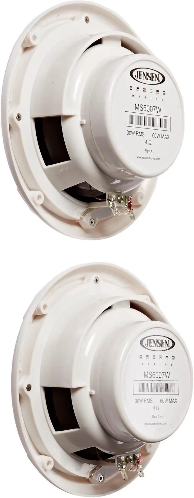 Alt view image 2 of 8 - Jensen MS6007WR 6.5 coaxial Marine Speakers, 60 Watts, White, Sold as Pair