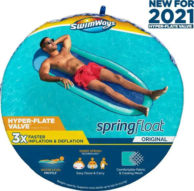 Alt view image 9 of 10 - SwimWays Spring Float Recliner Water Summertime Relaxation Lounge Seat, Aqua