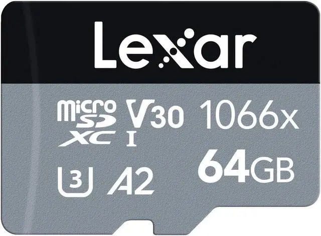 Alt view image 3 of 3 - Lexar SILVER Professional 1066x 64GB microSDXC UHS-I Memory Card with SD Adapter