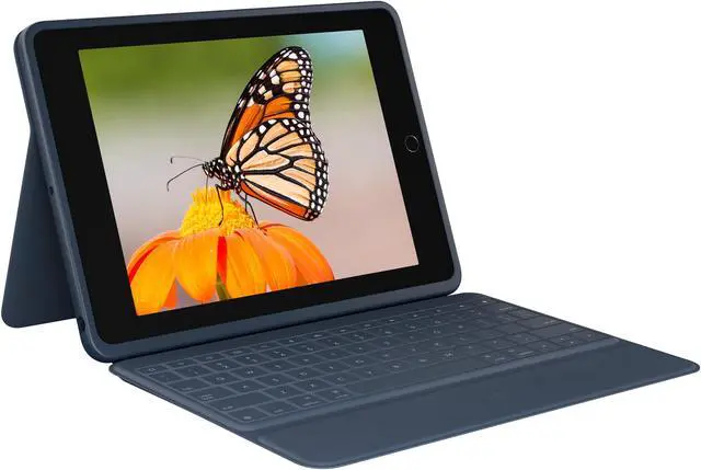 Alt view image 2 of 15 - Logitech Rugged Combo 3 Rugged Keyboard/Cover Case Folio for 10.2" iPad Blue