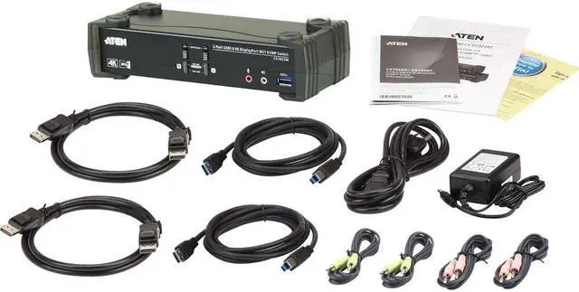 Alt view image 6 of 9 - Aten 2-Port USB 3.0 4K DisplayPort MST KVMP Switch (Cables Included)