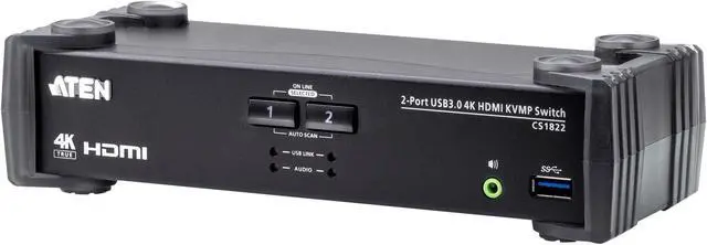Alt view image 2 of 10 - Aten 2-Port USB 3.0 4K HDMI KVMP Switch CS1822