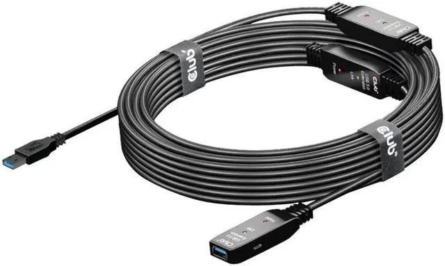 Alt view image 3 of 6 - Club3D USB 3.2 Gen1 Active Repeater Cable 15m/49.2ft Male/Female 28AWG Black Adapters