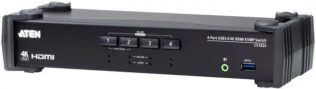 Alt view image 5 of 5 - Aten 4-Port USB 3.0 4K HDMI KVMP Switch CS1824