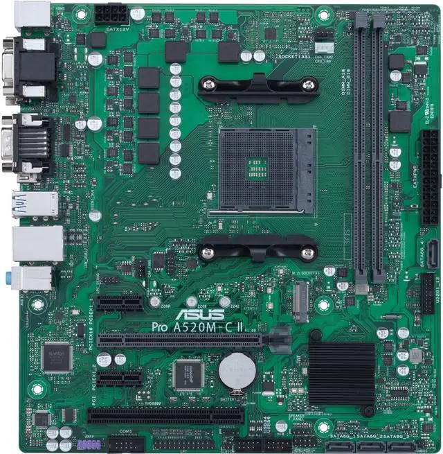 Alt view image 8 of 11 - Asus A520M-C II/CSM Desktop Motherboard - AMD Chipset - Socket AM4 - Micro ATX - Ryzen 3, Ryzen 5, Ryzen 7, Ryzen 9, Ryzen 3 PRO, Ryzen 5 Pro, Ryzen 7 PRO, Ryzen 9 PRO Processor Supported DDR4 SDRAM M