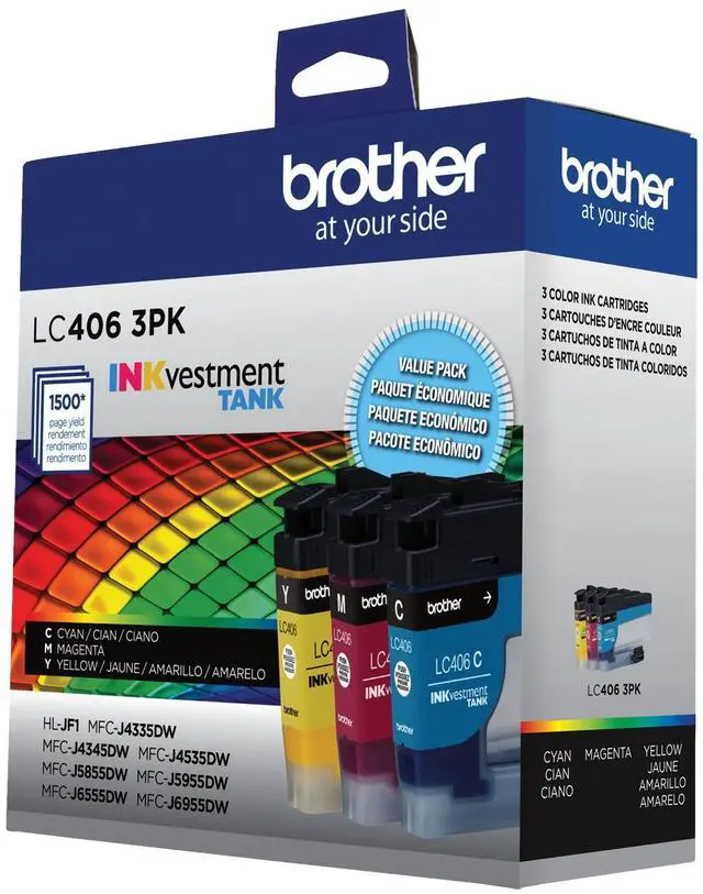 Alt view image 3 of 17 - Brother LC4063PK INKvestment Ink 1500 Page-Yield Cyan/Magenta/Yellow 3 Pack