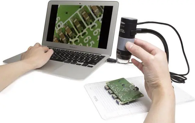 Alt view image 17 of 20 - Plugable USB 2.0 Digital Microscope with Flexible Arm Observation Stand Compatible With Windows, Mac, Linux (2MP, 250x Magnification)