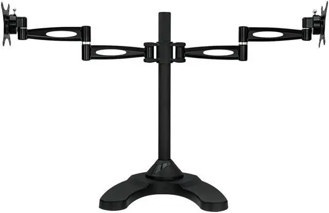 Alt view image 8 of 8 - mountit! free standing dual monitor stand | double arm desk mount fits two x 21 24 27 inch computer screens | 2 heavy duty full motion adjustable arms | vesa 75 100 compatible | grommet base included