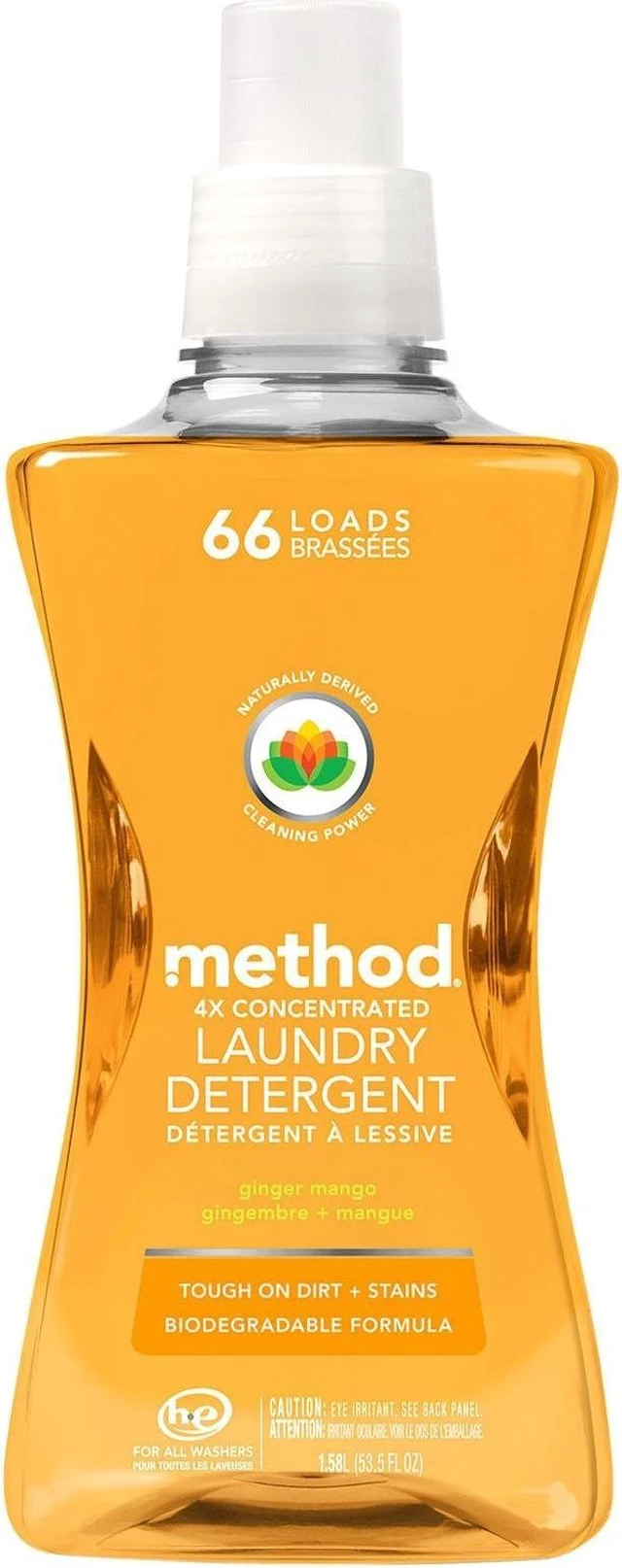 Alt view image 4 of 5 - Method - 01490 - 4X Concentrated Laundry Detergent, Ginger Mango, 53.5 oz Bottle, 4/Carton