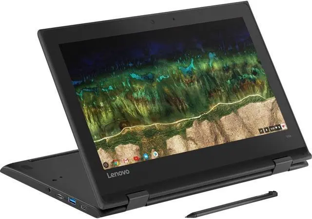 Alt view image 9 of 20 - Lenovo 500e Chromebook 2nd Gen 81MC005AUS 11.6" Touchscreen Rugged 2 in 1 Chromebook - HD - 1366 x 768 - Intel Celeron N4120 Quad-core (4 Core) 1.10 GHz - 4 GB RAM - 32 GB Flash Memory - Black -