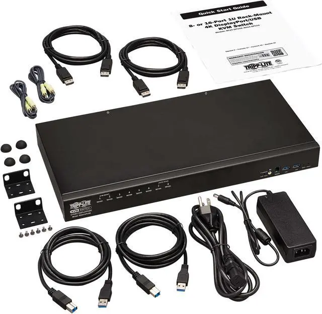 Alt view image 2 of 11 - DisplayPort / USB KVM Switch 8-Port Audio/Video 4K 60Hz 1URM