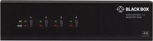 Alt view image 2 of 3 - Black Box KV6224DP KVM Switch - Dual-Monitor, DisplayPort 1.2, 4K 60Hz, USB 3.0 Hub, Audio