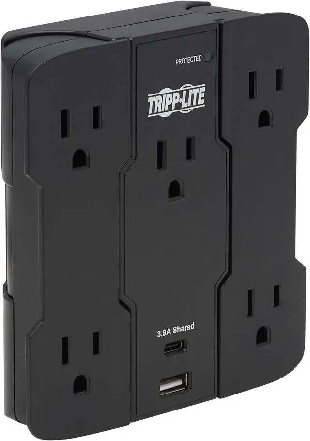 Alt view image 3 of 9 - Safe-IT Surge Protector 5-Outlet USB-A/USB C 5-15P Antimicrobial