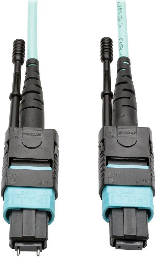 Alt view image 6 of 9 - Tripp Lite N842-05M-12-MF 16 ft. MTP/MPO Multimode Patch Cable, 12 Fiber, 40 GbE, 40 GBASE-SR4, OM3 Plenum-Rated (M/F), Aqua, 5 m (16 ft.)