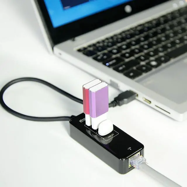 Alt view image 11 of 18 - Plugable USB Hub with Ethernet, 3 port USB 3.0 Bus Powered Hub with Gigabit Ethernet Compatible with Windows, MacBook, Linux, Chrome OS, Includes USB C and USB 3.0 Cables