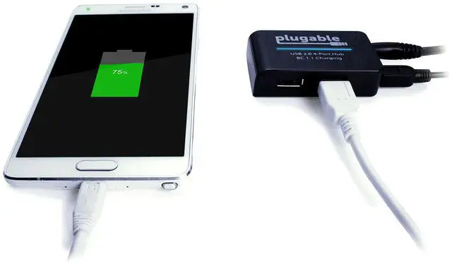 Alt view image 9 of 9 - Plugable USB 2.0 4-Port High Speed Hub with 12.5W Power Adapter.
