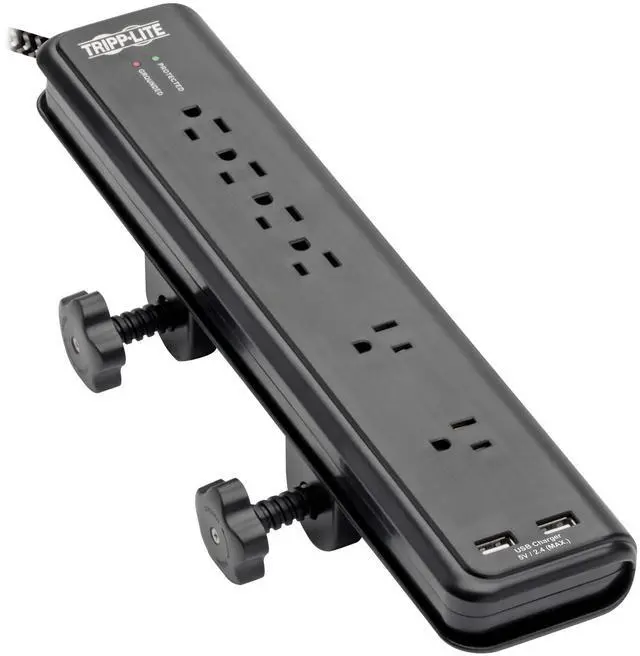 Alt view image 2 of 9 - Safe-IT Surge Protector 6-Out 2 USB Ports Antimicrobial 8ft Cord