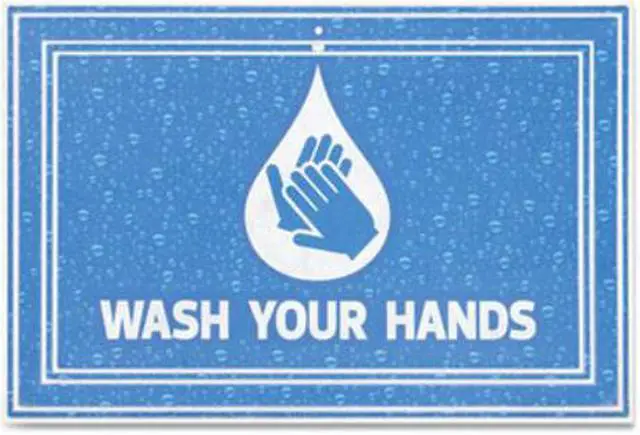 Alt view image 3 of 6 - Message Floor Mats, 24 x 36, Blue, "Wash Your Hands" 3984528822X3