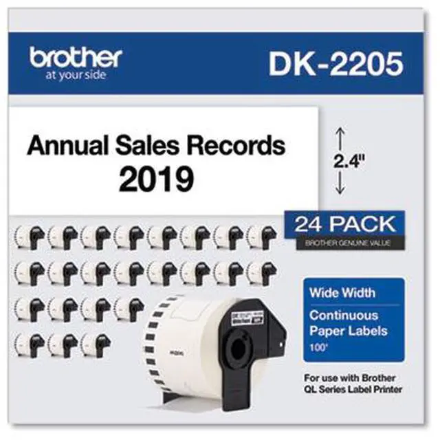 Alt view image 2 of 9 - Brother Continuous Paper Label Tape, 2.4" x 100 ft, White, 24 Rolls/Pack