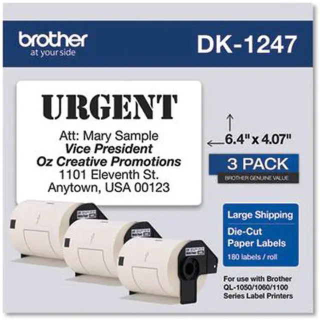 Alt view image 3 of 18 - Brother Die-Cut Shipping Labels, 4.07 x 6.4, White, 180/Roll, 3 Rolls/Pack