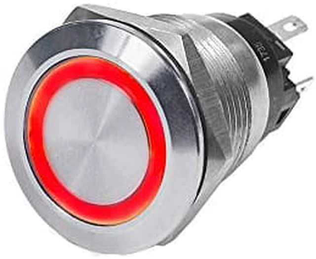 Alt view image 5 of 15 - Push Switch, Stain., Off-On, Red, 10A