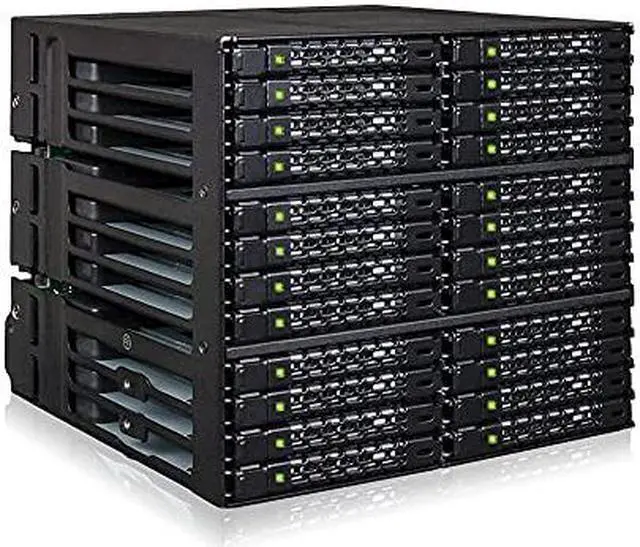 Alt view image 2 of 20 - Icy Dock MB924IP-B | Rugged Full Metal 24 Bay 2.5" SAS/SATA SSD/HDD Backplane Cage for 3 x External 5.25" Bay | ToughArmor