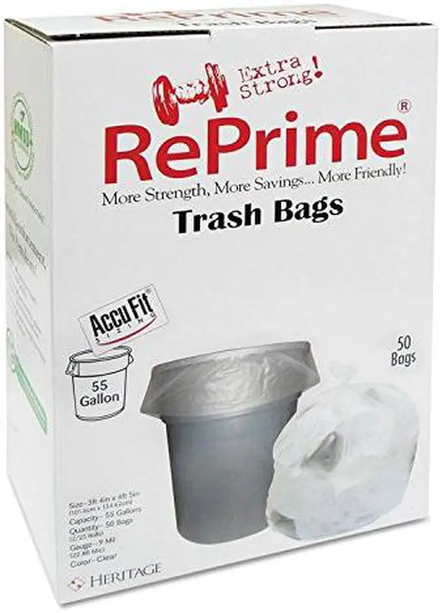 Alt view image 3 of 9 - RePrime Can Liners 55gal 0.9mil Clear 40" x 53" 50/Box 3 Boxes/Carton