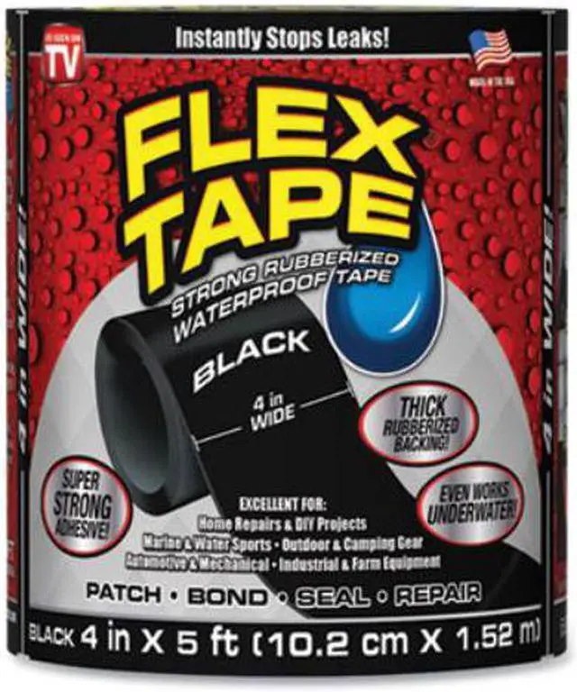 Alt view image 3 of 5 - Flex Seal TFSBLKR0405 Waterproof Repair Tape, Black, 4" x 5'