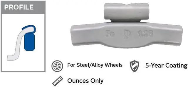 Alt view image 5 of 8 - PERFECT EQUIPMENT T125Z Wheel Weight,TZ Srs,1.25 Oz.,PK25