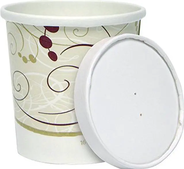 Alt view image 6 of 12 - Flexstyle Double Poly Paper Container/Lid Combo 16 oz Symphony 25 Combos/Sleeve 10 Sleeves/Carton KHB16AJ8000