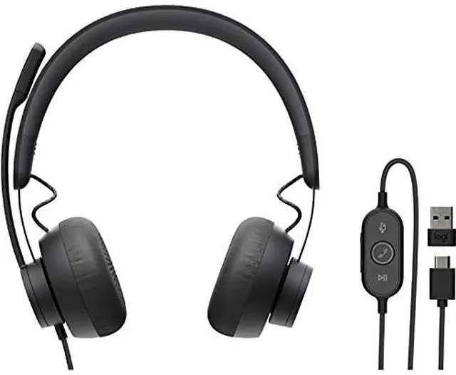 Alt view image 9 of 20 - Logitech Zone 750 Wired On-Ear Headset USB-C Black 981001103