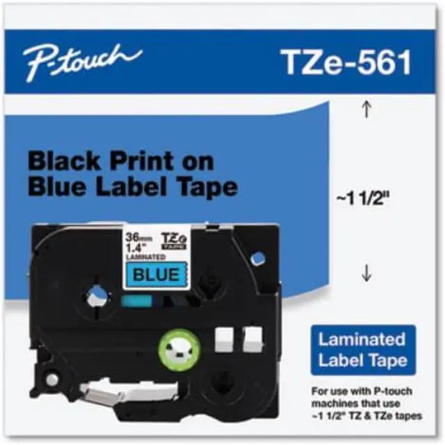 Alt view image 4 of 17 - Brother TZE-561 Label Maker Tape 1.42"W Black on Blue TZE561