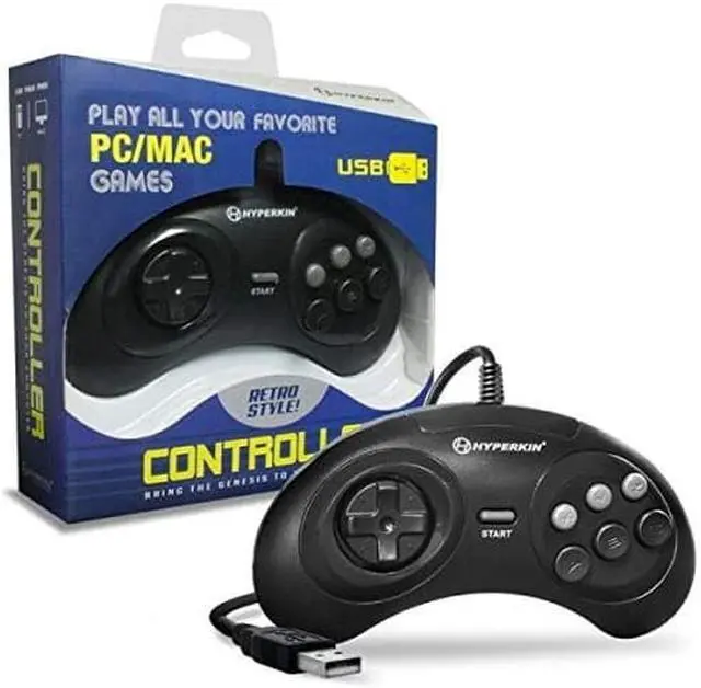 Alt view image 7 of 13 - Hyperkin GN6 Premium Genesis-Style USB Controller for Mac/Windows PC, Black (M07058)