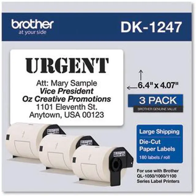 Alt view image 5 of 18 - Brother Die-Cut Shipping Labels, 4.07 x 6.4, White, 180/Roll, 3 Rolls/Pack