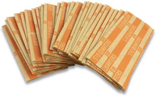 Alt view image 2 of 9 - FLAT TUBULAR COIN WRAP, QUARTERS, $10.00, ORANGE, 1,000/BOX