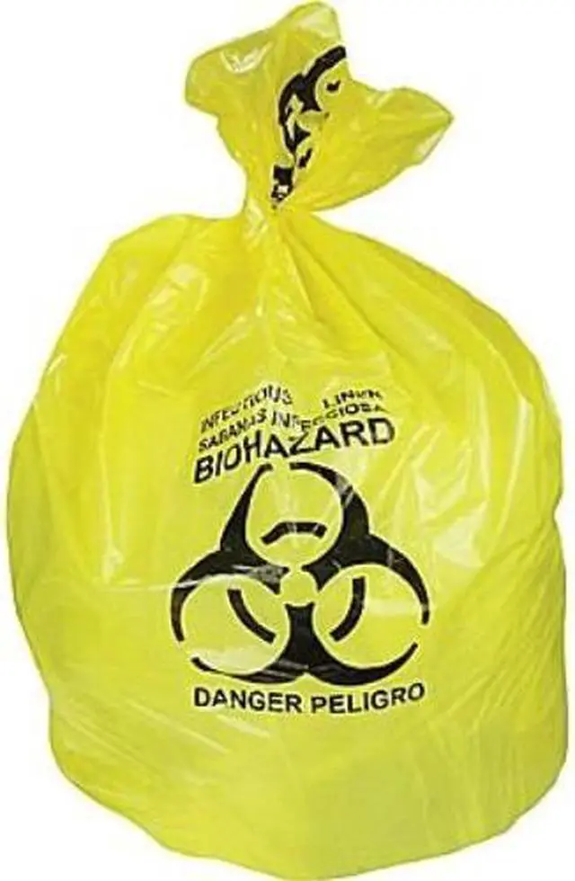Alt view image 5 of 8 - Healthcare Biohazard Printed Can Liners 30 gal 1.3 mil 30" x 43" Yellow 200/Carton A6043PY