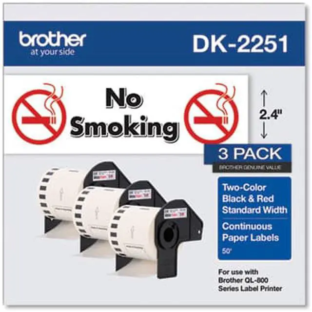 Alt view image 5 of 18 - Brother Continuous Paper Label Tape, 2.44" x 100ft, White, 3 Rolls/Pack