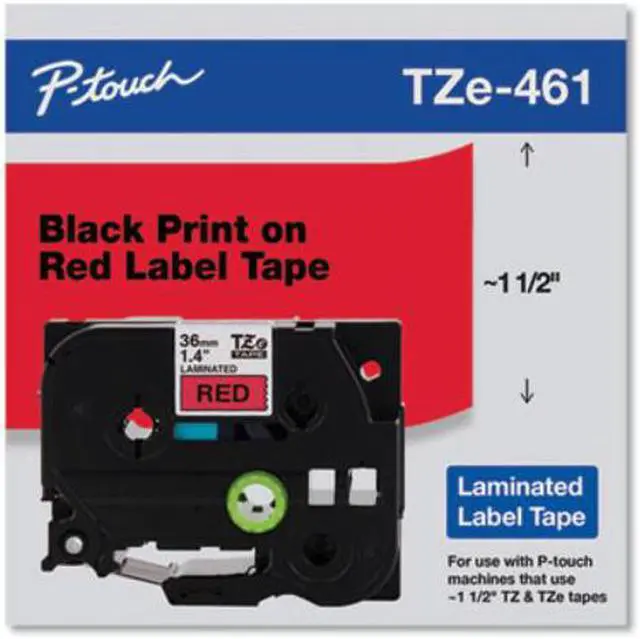 Alt view image 8 of 17 - Brother P-touch TZE-461 Label Maker Tape 1.42"W Black on Red TZE461CS
