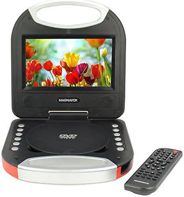 Alt view image 5 of 8 - magnavox mtft750rd red 7 inch portable dvd player with remote control, and car adapter, tft screen, cd player