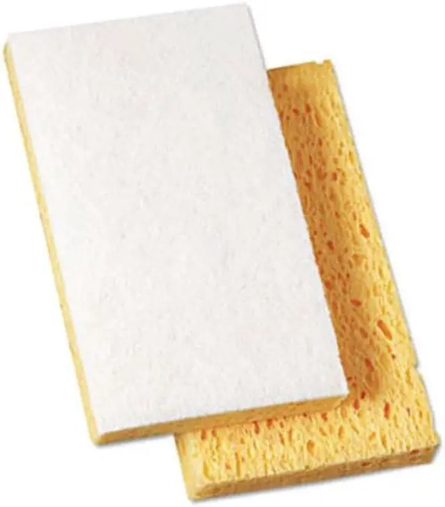 Alt view image 6 of 10 - SCRUBBING SPONGE, LIGHT DUTY, 3.6 X 6.1, 0.7" THICK, YELLOW/WHITE, INDIVIDUALLY WRAPPED, 20/CARTON