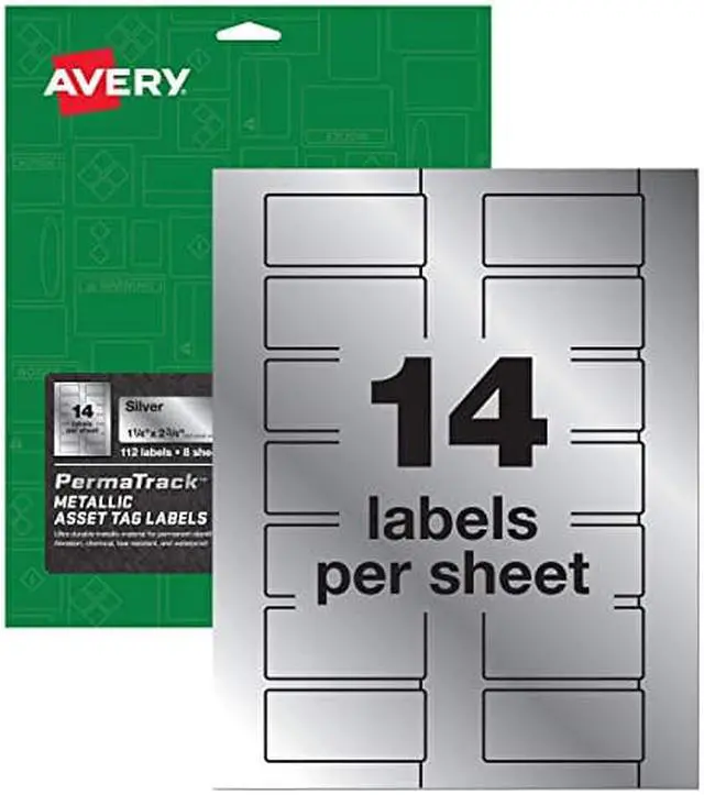 Alt view image 10 of 15 - Avery PermaTrack Metallic Asset Tag Labels, 1-1/4" x 2-3/4", 112 Asset Tags (61528)