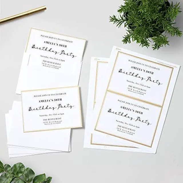 Alt view image 11 of 15 - Avery Matte White Invitation Cards with Metallic Gold Borders, 5" x 7", 30 Blank Greeting Cards (3325)