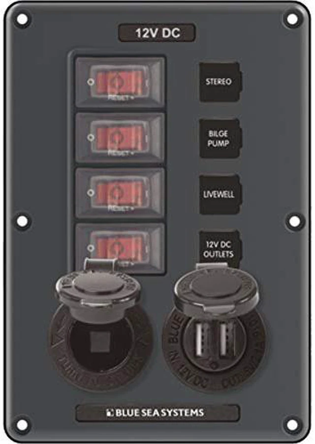 Alt view image 7 of 15 - Breaker/Switch Panel, 4 Sw/USB/12V, Gray