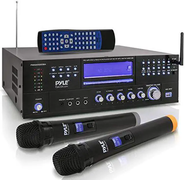 Alt view image 14 of 18 - Pyle PWMA5000BA 3000 Watt Peak Power Pro Audio Bluetooth USB Home Theater Preamplifier AM/FM Stereo Multimedia Receiver System with 2 Wireless Mics