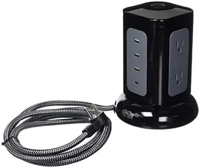 Alt view image 11 of 16 - Tripp Lite Surge Protector Tower 6-Outlet 3x USB-A 1x USB C Black TLP606UCTOWER