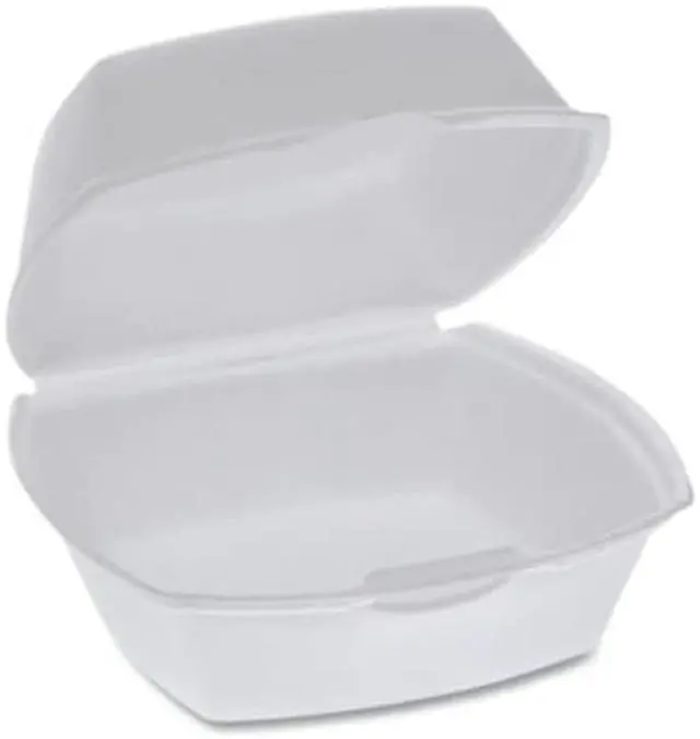 Alt view image 6 of 11 - Pactiv Foam Hinged Lid Containers, Single Tab Lock, 5.13 x 5.13 x 2.5, WE