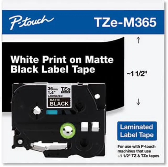 Alt view image 8 of 20 - Brother P-touch TZe-M365 Label Maker Tape 1.42"W White on Matte Black TZEM365