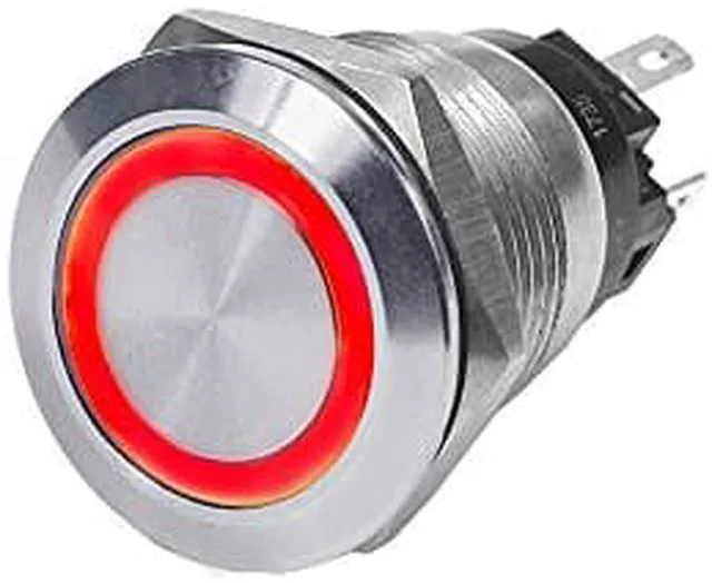 Alt view image 9 of 15 - Push Switch, Stain., Off-On, Red, 10A